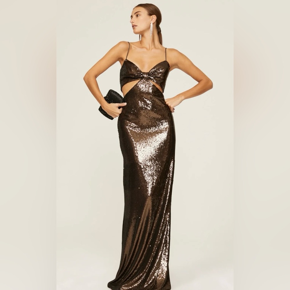 HALSTON Chloe Sequin Cut Out Gown